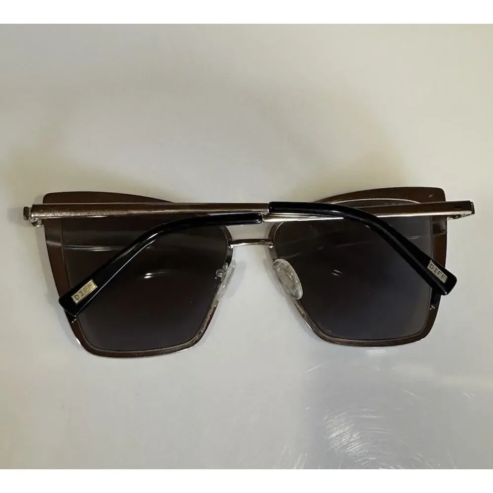 DIFF Becky SV-GF18 Silver Grey Mirror Cat Eye Sunglasses Women’s W/Case Mod Glam